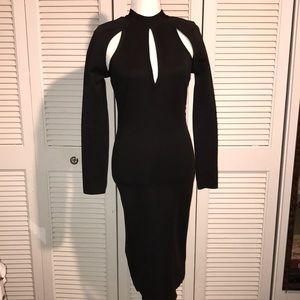 Black Keyhole dress w/ flat feld stitching inspired by Versace!